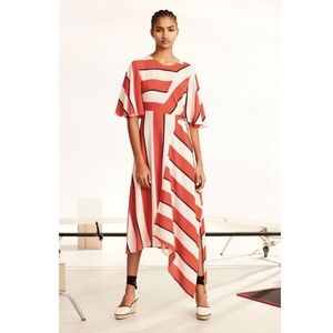 Topshop - Diagonal Stripe Midi Dress - Size 6